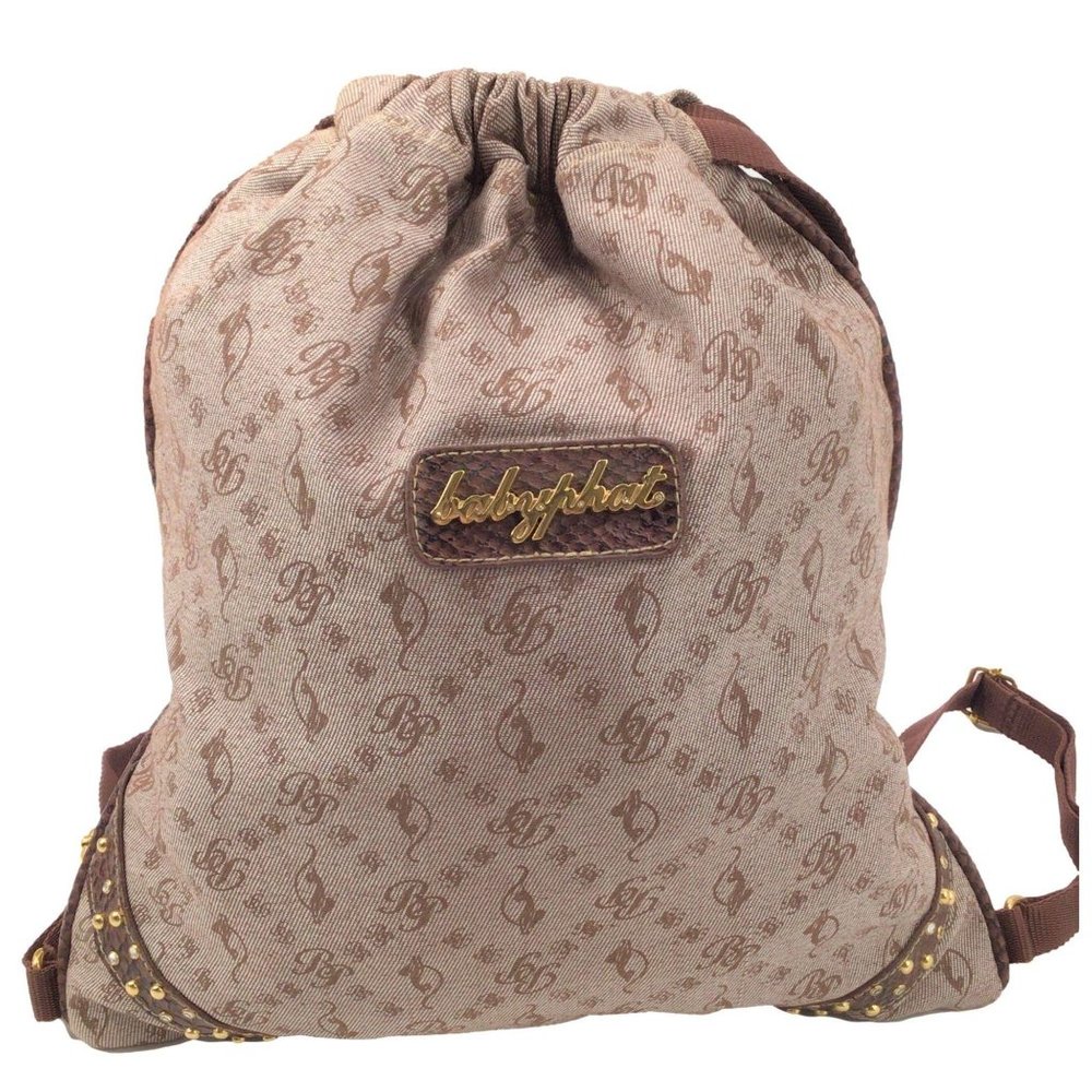 RARE Baby Phat Backpack Monogram Brown Vintage 00s
